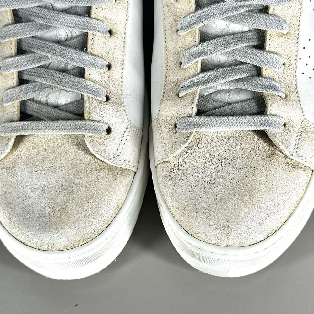 P448 Women Thea White Leather Grey Suede Sneakers Shoes Size 39 US 8.5 Italy - Picture 5 of 16